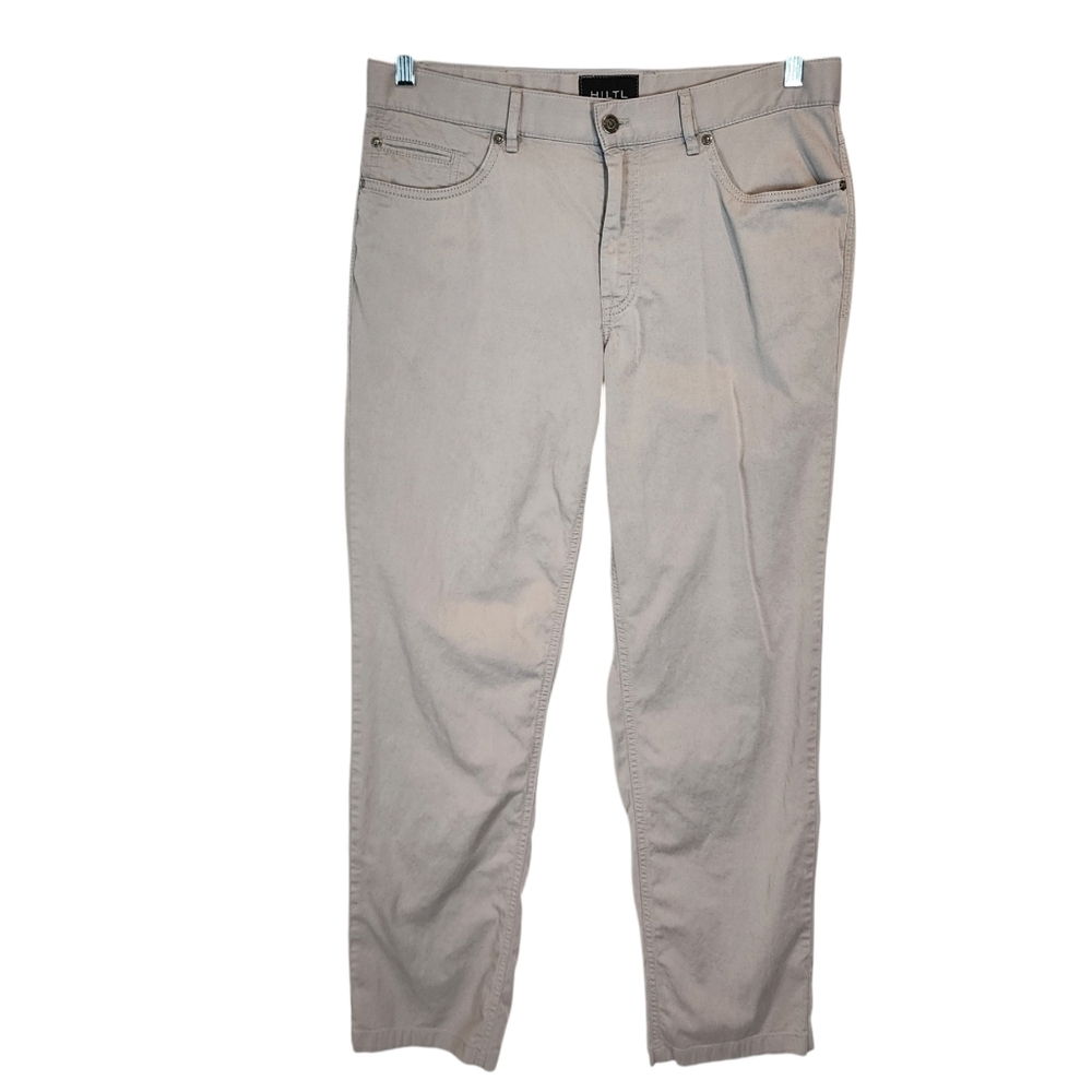 HILTL Dude Classic Stretch Pants 5-Pocket Chino Khaki Pants 41480 Men's sz 35/34